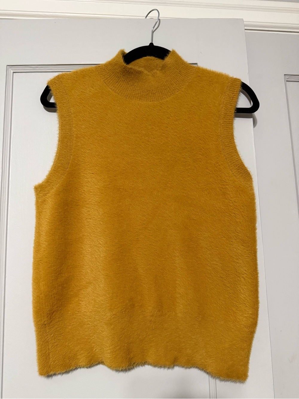 Bailey 44 Mustard Yellow Sleeveless Fuzzy Mockneck Sweater